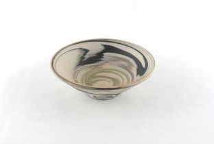 Property of a deceased estate - a Simon Eeles studio pottery bowl with marbled decoration, 6.