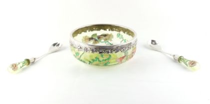 Property of a gentleman - an early 20th century Art Nouveau enamelled glass salad bowl with matching