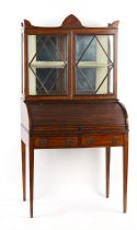 Property of a lady - an early 19th century Regency period mahogany tambour desk with glazed two-door