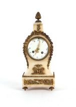 Property of a lady - a late 19th century French ormolu mounted white alabaster cased mantel clock,