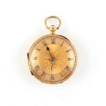 Property of a deceased estate - a Victorian 18ct gold cased open faced mid size pocket watch, with