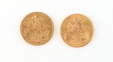 Property of a lady - gold coins - a 1912 George V gold full sovereign, London mint; together with