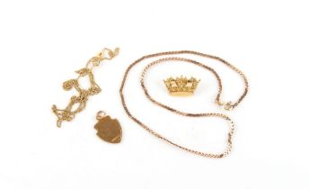 Property of a deceased estate - a 9ct gold naval crown sweetheart's brooch; together with a 9ct gold