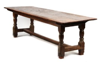 Property of a lady - a late 17th / early 18th century oak refectory table, of pegged construction,