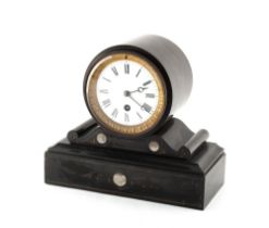 Property of a gentleman - a late 19th century black marble cased mantel clock timepiece, with French