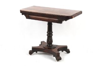 Property of a deceased estate - an early 19th century William IV rosewood swivel-top foldover card
