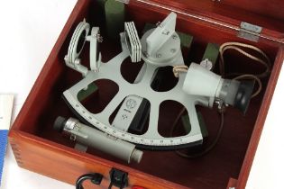 Property of a lady - a VEB Freiberger drum sextant, in fitted case, with paperwork dated 1985.
