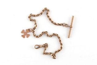 Property of a deceased estate - a 9ct gold watch chain, with attached 9ct gold cross pendant,