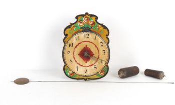Property of a lady - a late 19th century German painted wooden dial wall clock, the two train
