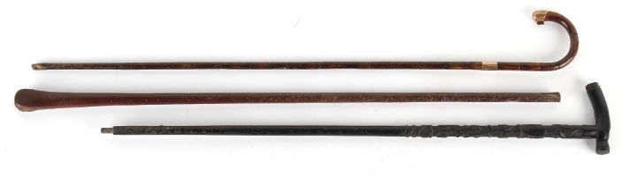 Property of a lady - three walking sticks or canes, including an Irish bog oak walking stick