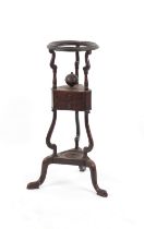 Property of a deceased estate - a George III mahogany wig stand, with two drawers, on cabriole legs,