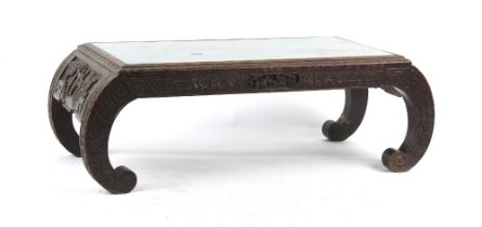 Property of a gentleman - an early / mid 20th century Chinese carved hardwood kang table, the