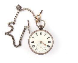 Property of a lady - a George IV silver open faced pocket watch, the fusee movement with diamond