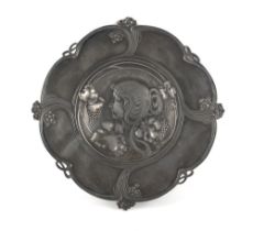 Property of a lady - an early 20th century Art Nouveau Jugendstil WMF pewter dish, seam between well