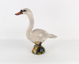 Property of a lady - Jennie Hale (British, contemporary) - a large raku pottery model of a Swan,