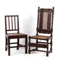 Property of a deceased estate - a late 19th century Carolean style carved oak high back chair,