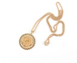 Property of a deceased estate - a 1913 George V gold full sovereign mounted in a 9ct gold pendant on