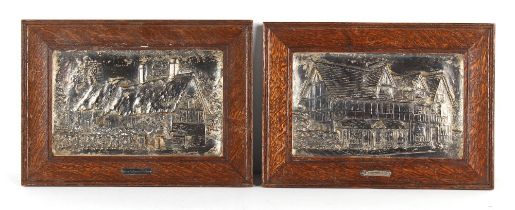 Property of a gentleman - a pair of late 19th / early 20th century oak framed rectangular