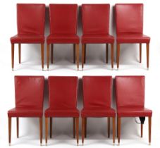 Property of a lady - ensuite with the preceding lot - a matching set of eight oak & red leather