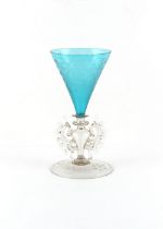 Property of a deceased estate - a fine façon de Venise engraved winged wine glass, 19th century or