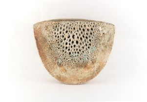 Property of a lady - Alan Wallwork (1931-2019) - a stoneware melon vase, with pierced decoration,
