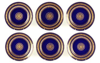 Property of a deceased estate - a set of six late 19th / early 20th century Mintons cobalt blue