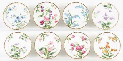 Property of a lady - a set of eight good quality Copeland Spode botanical dessert plates, each