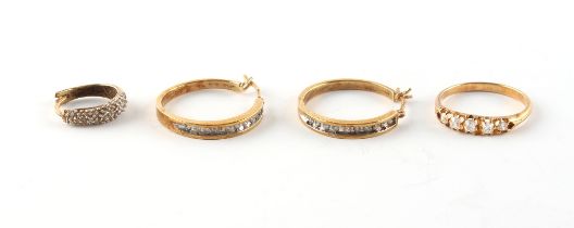 Property of a lady - an unmarked yellow gold (tests 18ct) diamond ring set with five diamonds,