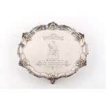 Property of a gentleman - a George II silver salver or waiter with engraved Masonic inscription