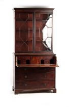 Property of a lady - a George III mahogany secretaire bookcase, 43.5ins. (110.5cms.) wide (overall).