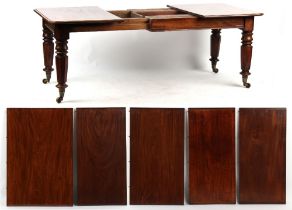 Property of a lady - a William IV mahogany telescopic extending narrow dining table, circa 1835,