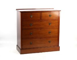Property of a lady - a large Edwardian mahogany & satinwood banded chest of two short & three long