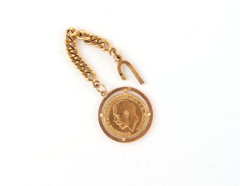 Property of a lady - a 1912 George V gold full sovereign pendant suspended from a flat curb link - Image 2 of 2