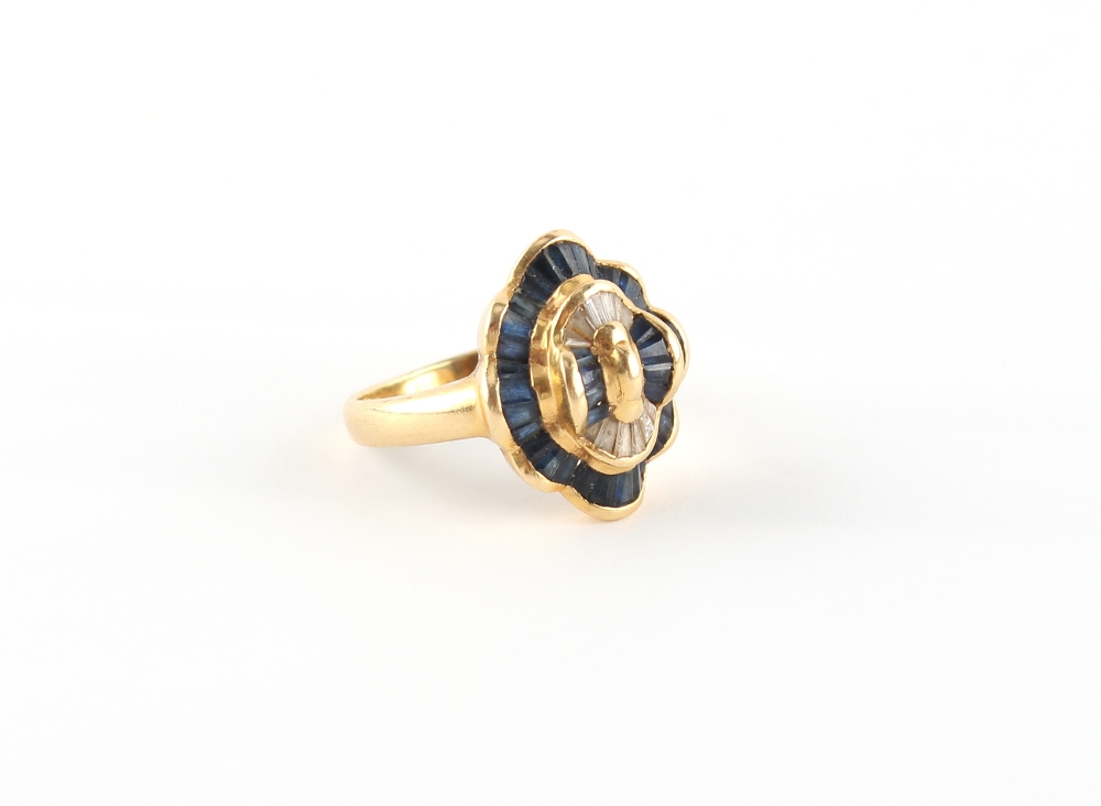 Property of a deceased estate - an 18ct yellow gold ring set with calibre cut diamonds & - Image 3 of 3