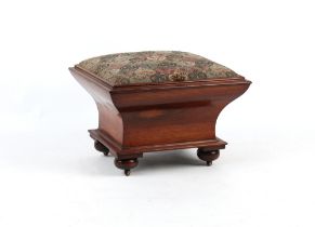 Property of a gentleman - an early Victorian rosewood & upholstered box ottoman, of sarcophagus