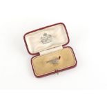 An unmarked yellow gold diamond & enamel Pheasant brooch, set with rose-cut diamonds, 30mm long,
