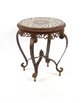 Property of a gentleman - an ornate brass & specimen marble circular topped occasional table, second