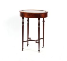 Property of a gentleman - an Edwardian mahogany & satinwood banded oval bijouterie table, with