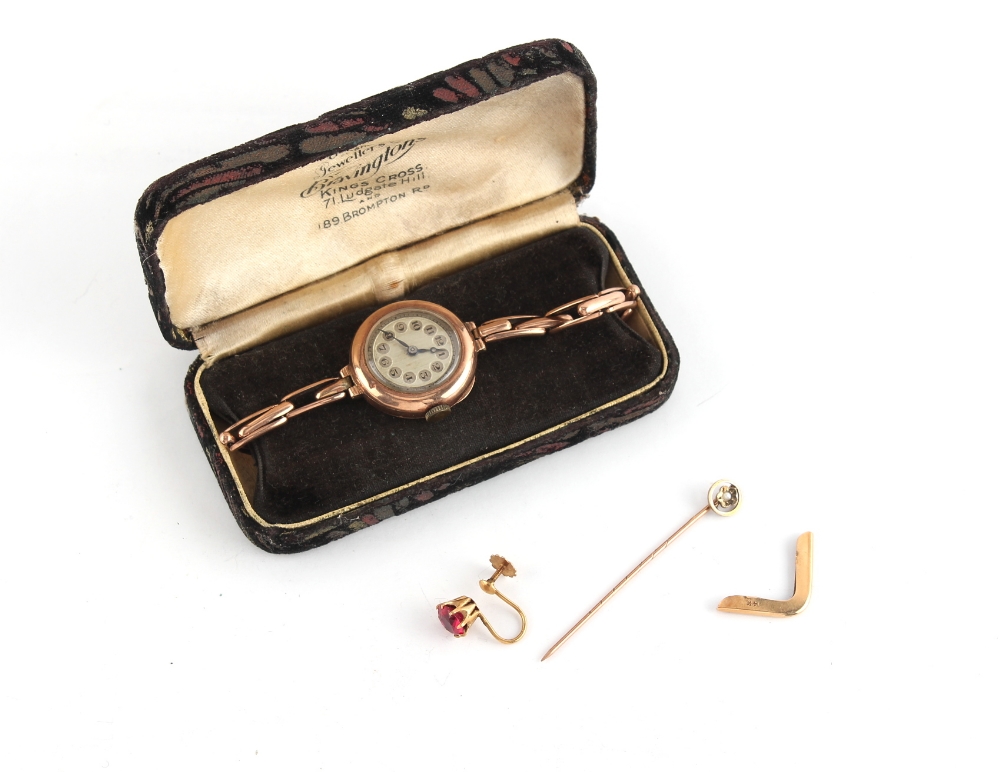 Property of a deceased estate - a lady's 9ct gold cased wristwatch on 9ct gold elasticated