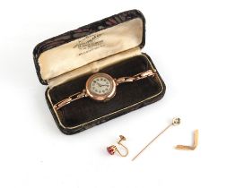 Property of a deceased estate - a lady's 9ct gold cased wristwatch on 9ct gold elasticated