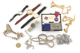 Property of a deceased estate - a bag containing assorted costume jewellery & wristwatches including