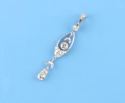 An early 20th century Belle Epoque diamond pendant, approximately 40mm long.