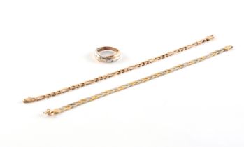 Property of a lady - a 9ct three colour gold braid bracelet, 6.75ins. (17cms.) long; together with a