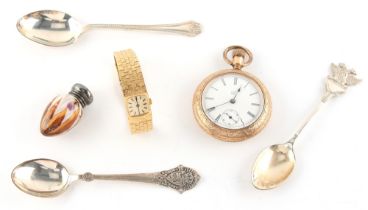 Property of a deceased estate - an American gold plated pocket watch; together with a lady's