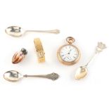 Property of a deceased estate - an American gold plated pocket watch; together with a lady's
