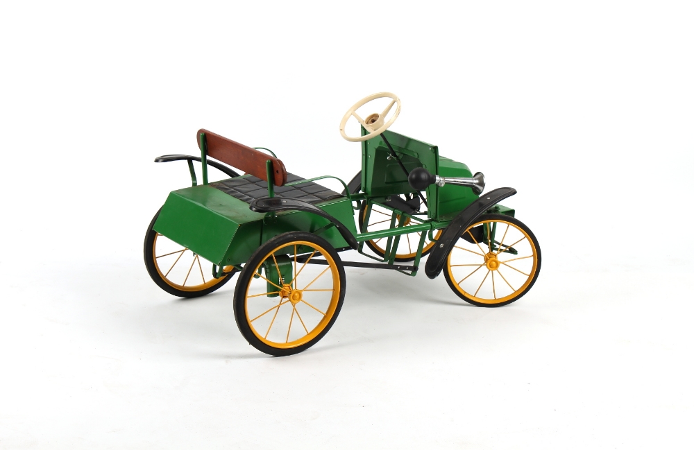 Property of a deceased estate - a pedal car, probably Tri-ang, later green painted, 36ins. (91. - Image 2 of 2