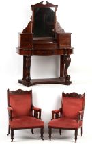 Property of a lady - a Victorian mahogany duchess dressing table, 47.5ins. (120.5cms.) wide (