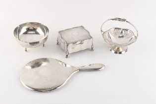 Property of a gentleman - a group of three silver & silver mounted items including a small basket