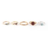Property of a deceased estate - five assorted gold rings including a late Victorian 18ct gold ring