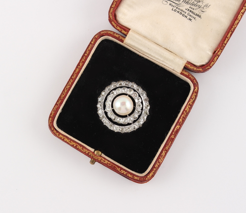 A large certificated natural saltwater pearl & diamond target brooch, the natural saltwater pearl - Image 2 of 3